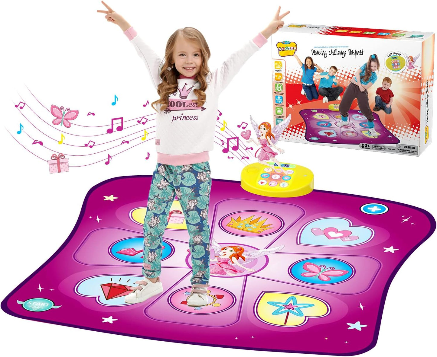 Dance Mat for Kids Ages 3+, Music & LED Integrated Toy with Challenge Modes - Perfect Gift for Girls & Boys, Christmas/Birthday Present (Purple)