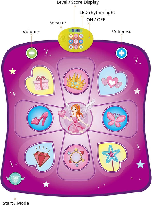 Dance Mat for Kids Ages 3+, Music & LED Integrated Toy with Challenge Modes - Perfect Gift for Girls & Boys, Christmas/Birthday Present (Purple)