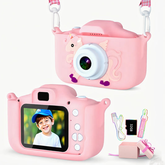 Kids Digital Camera with 2.0 Inch Display, 1080P HD, Anti-Drop Design - Ideal Gift for Boys & Girls Ages 3+, Birthday/Christmas Toy (Pink)