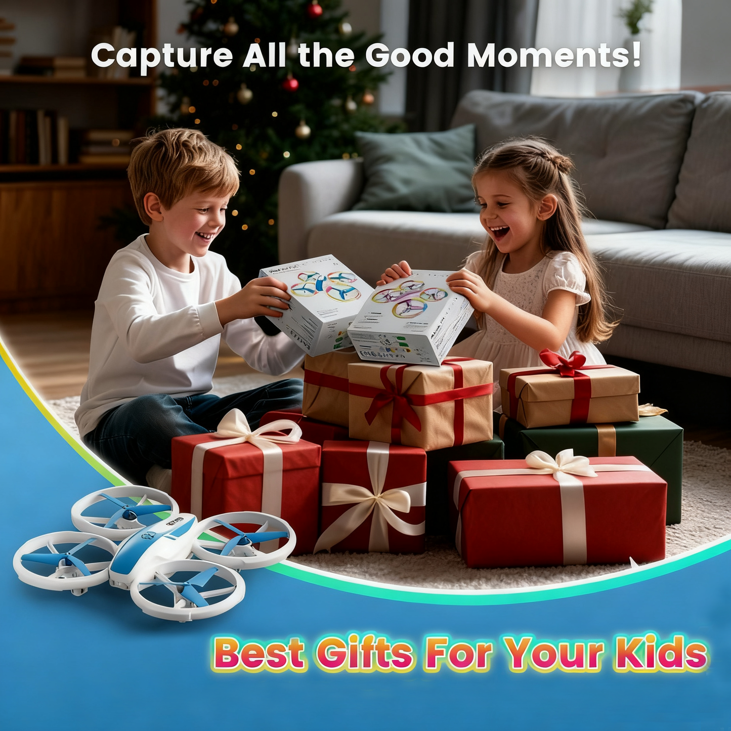 Mini Drone for Kids & Beginners with Fancy LED & Altitude Hold, RC Quadcopter with Propeller Protection, 360°Flips, 3 Speed Modes, Indoor Outdoor Toy - Birthday Gift for Boys & Girls(blue)