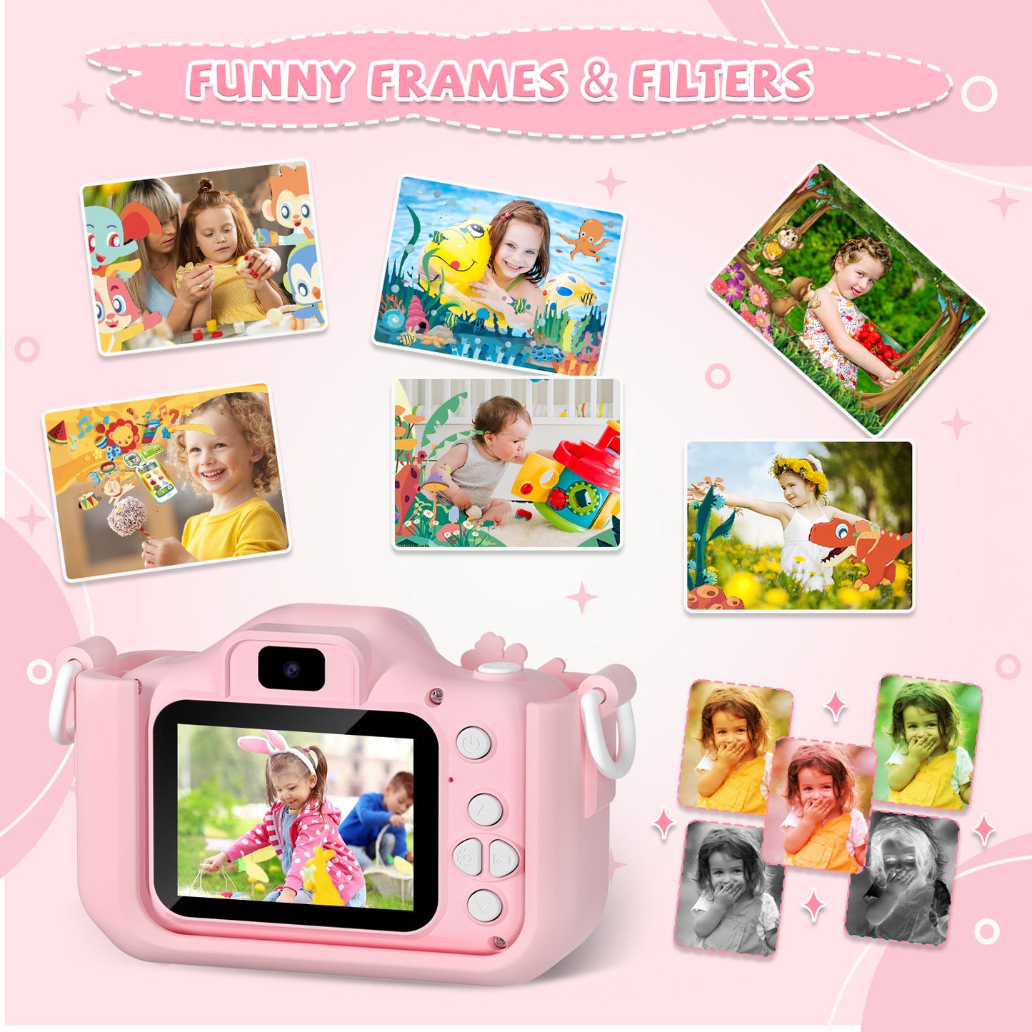 Kids Digital Camera with 2.0 Inch Display, 1080P HD, Anti-Drop Design - Ideal Gift for Boys & Girls Ages 3+, Birthday/Christmas Toy (Pink)