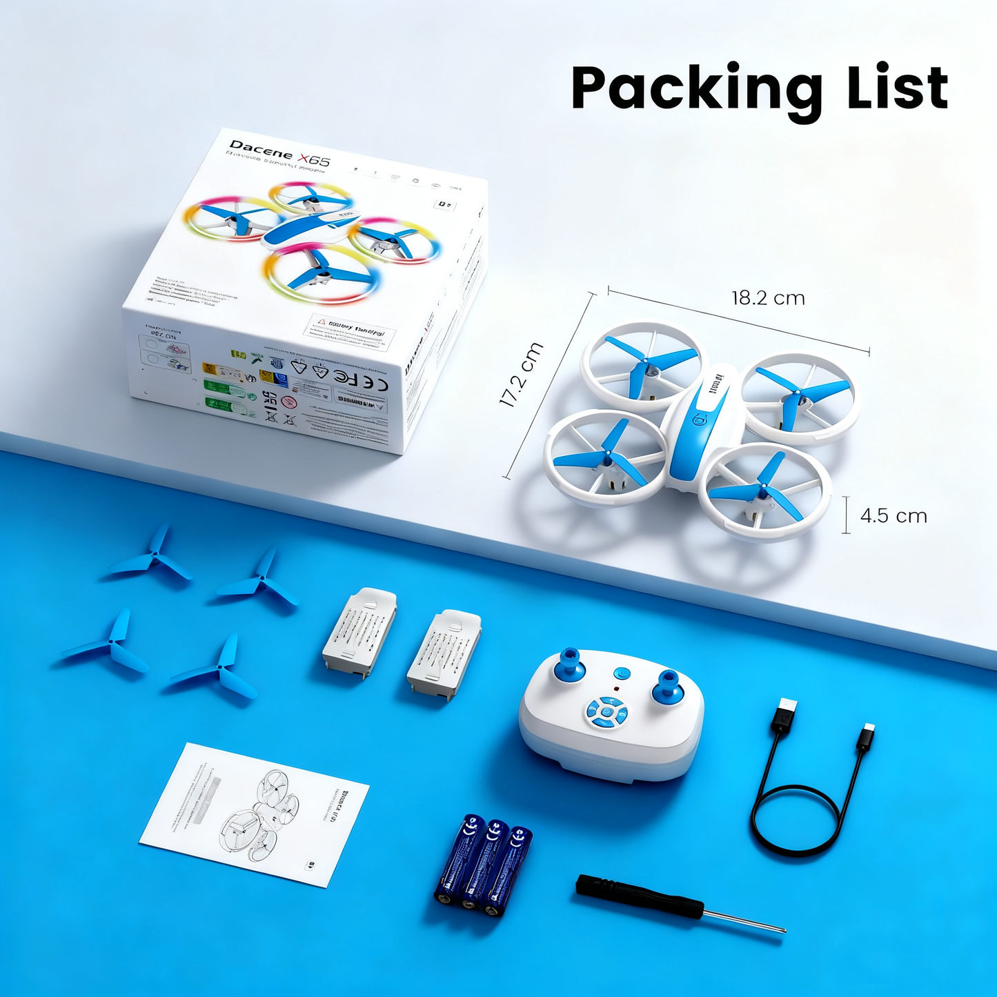 Mini Drone for Kids & Beginners with Fancy LED & Altitude Hold, RC Quadcopter with Propeller Protection, 360°Flips, 3 Speed Modes, Indoor Outdoor Toy - Birthday Gift for Boys & Girls(blue)