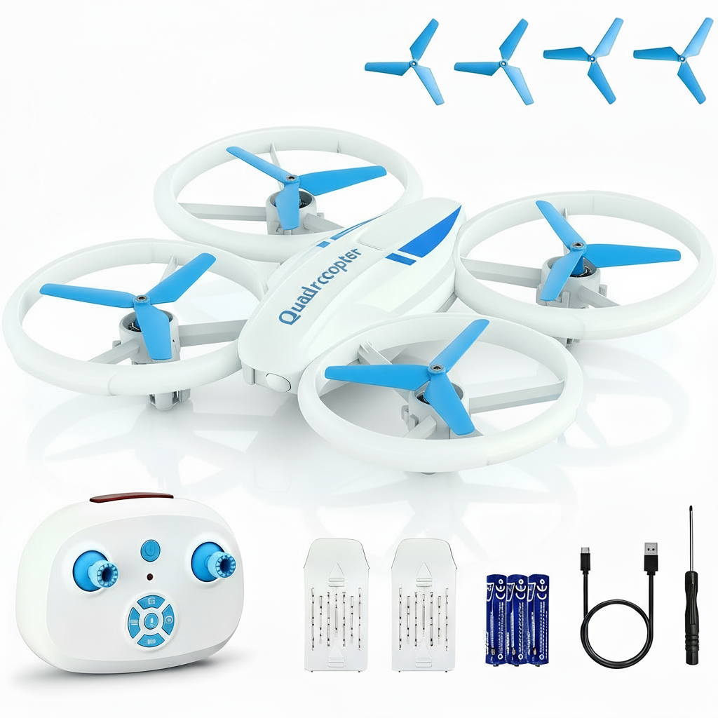 Mini Drone for Kids & Beginners with Fancy LED & Altitude Hold, RC Quadcopter with Propeller Protection, 360°Flips, 3 Speed Modes, Indoor Outdoor Toy - Birthday Gift for Boys & Girls（blue）