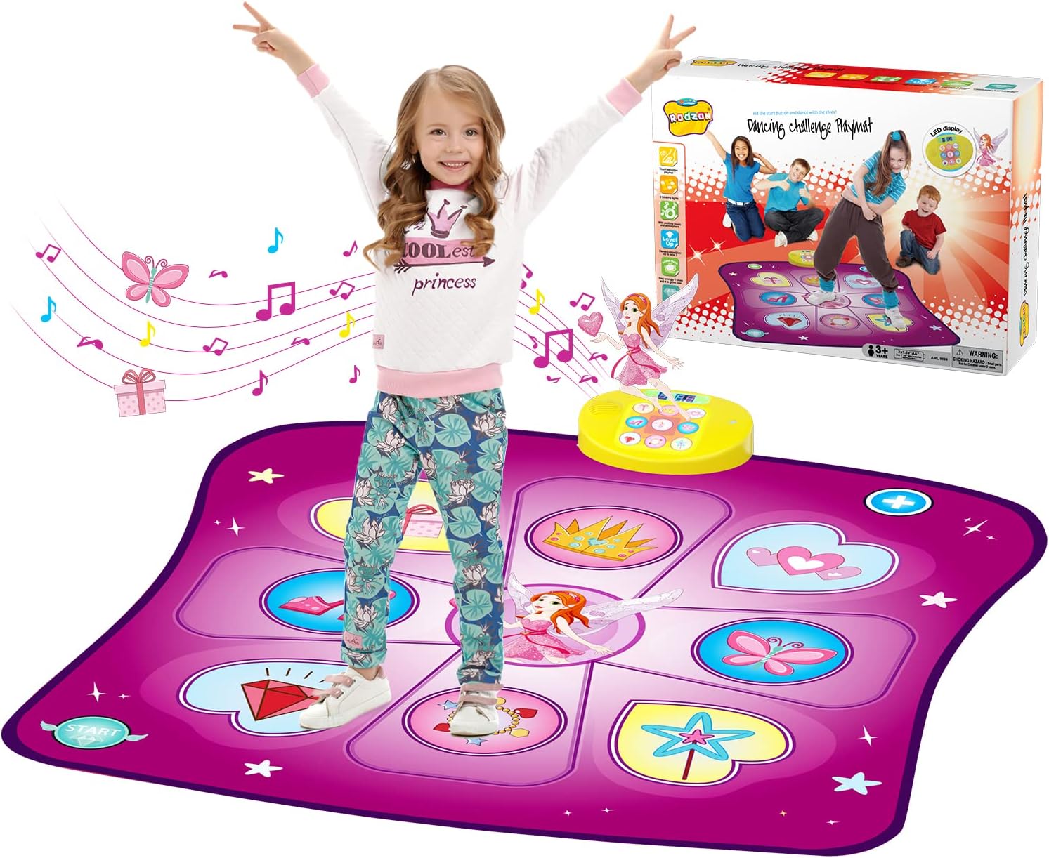 Dance Mat for Kids Ages 3+, Music & LED Integrated Toy with Challenge Modes - Perfect Gift for Girls & Boys, Christmas/Birthday Present (Purple)