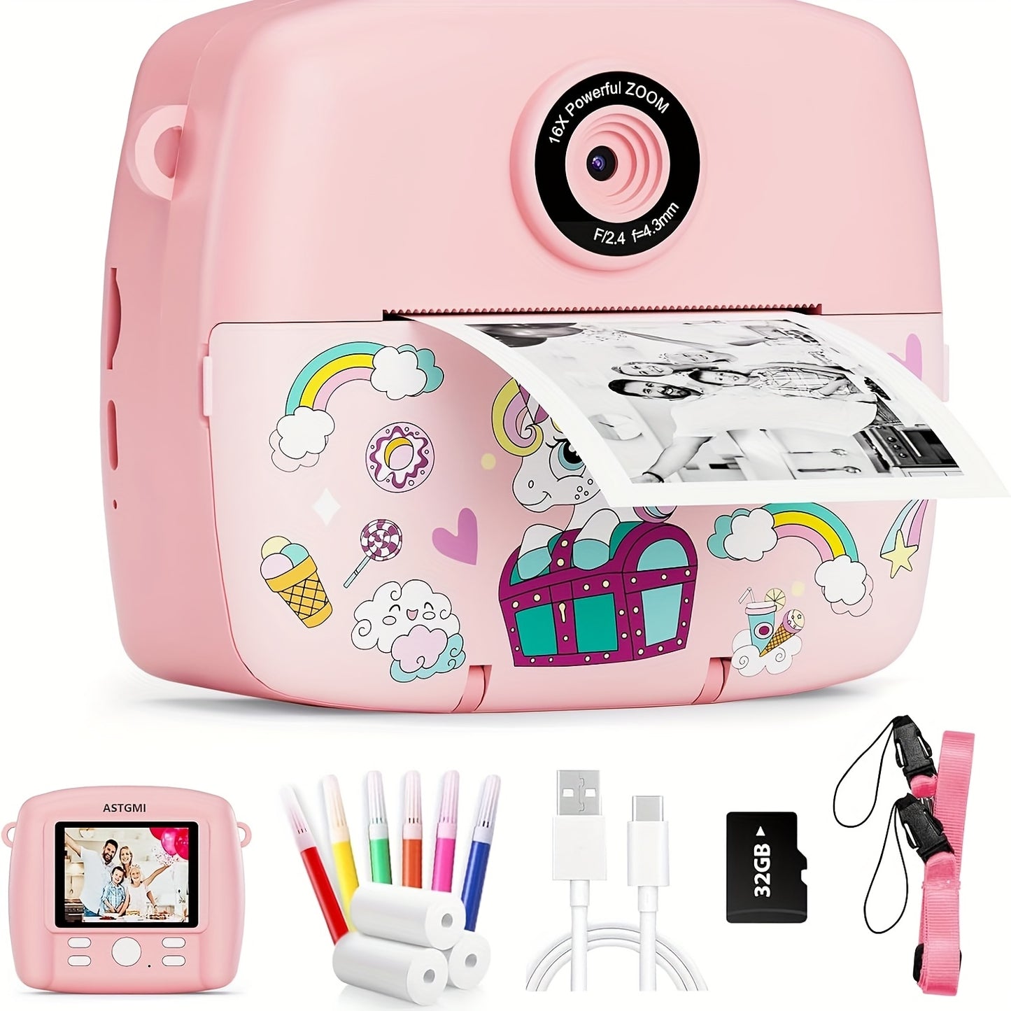 Instant Print Kids Digital Camera, Video and Creative Editing - Toys for Kids Girls, Growth-Boosting Girls Toys 8 to 12 Years Old, Juguetes para Niñas, Toys for Kids Clearance to Foster Observation, Creativity & Expression in 3-14 Year Olds