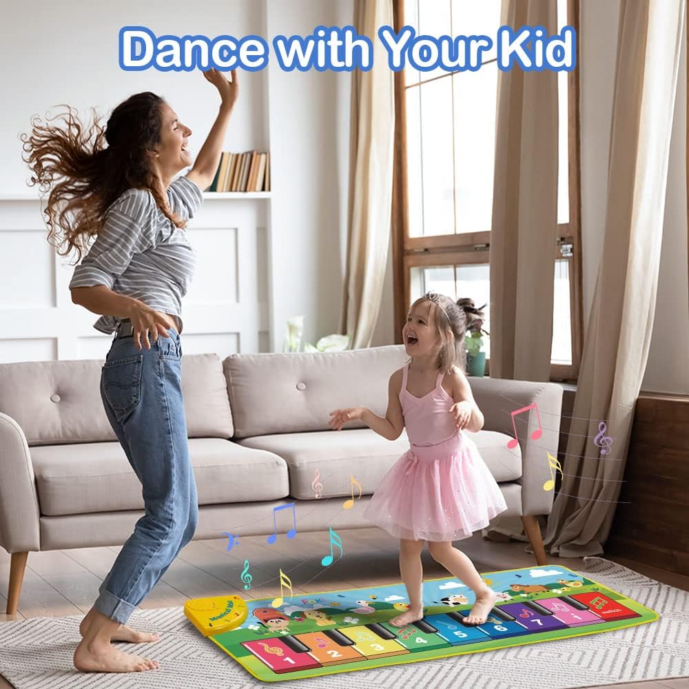 EACOPOL Piano Mat Musical Toy for 2+ Years, Baby Music Pads with 19 Songs & 10 Animal Sounds, Toddler Piano Toy Gifts for Boys & Girls (Christmas/Birthday)