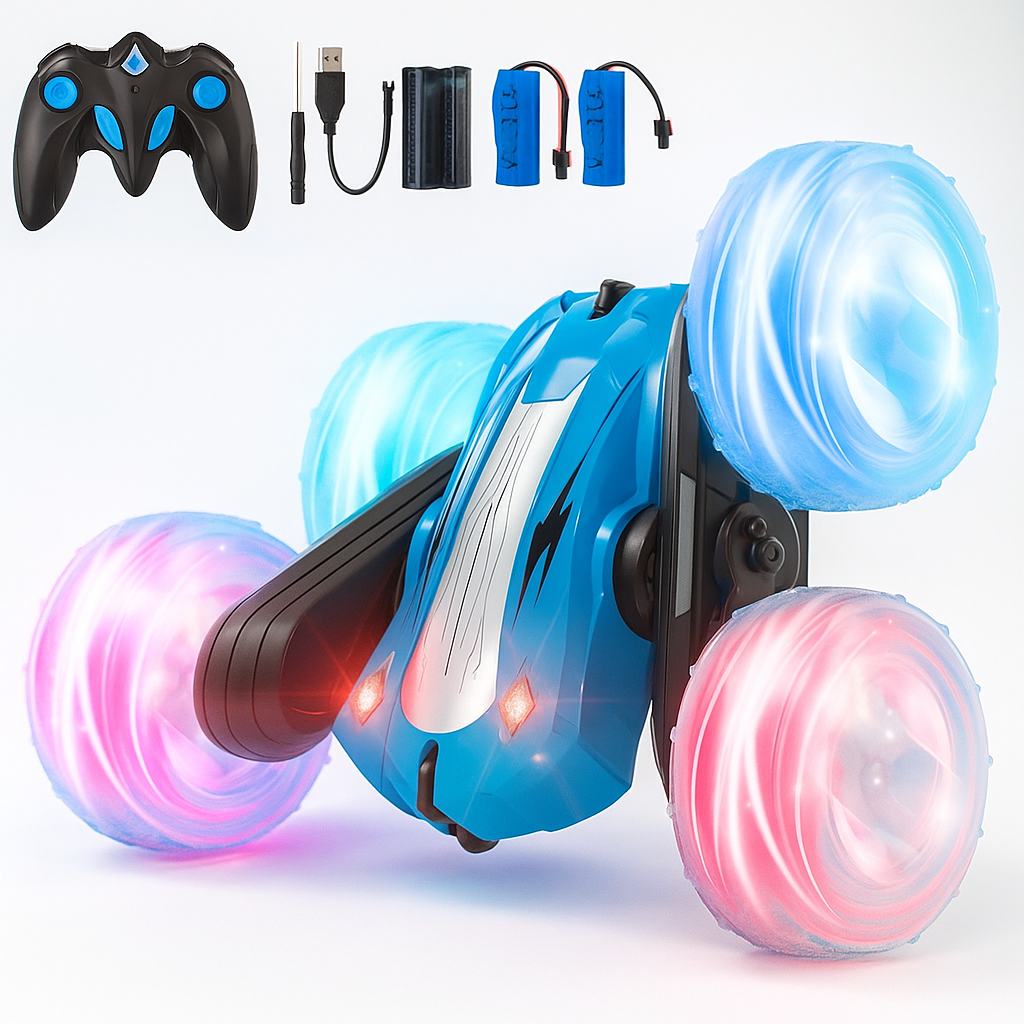 EACOPOL  4WD Remote Control Car - Flashing LED Lights & 360° Drift, Fun Toy for Children 3+ Years Old（blue）