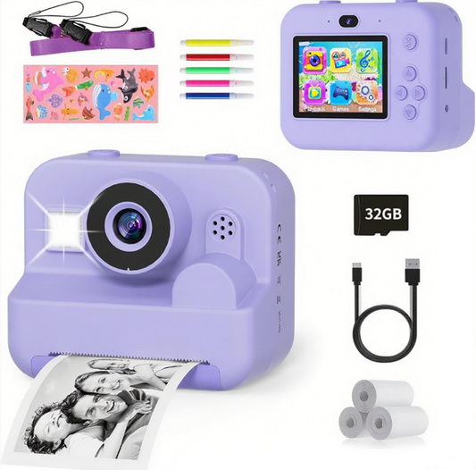 EACOPOL Immediate Camera for Kids 3+, Compact 1080P HD Camera with Immediate Photo Printing, 3 Rolls Purple Photo Paper, Birthday/Christmas Gift Toy for Boys & Girls（purple）