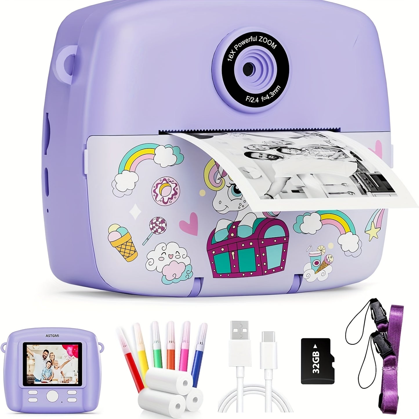 Instant Print Kids Digital Camera, Video and Creative Editing - Toys for Kids Girls, Growth-Boosting Girls Toys 8 to 12 Years Old, Juguetes para Niñas, Toys for Kids Clearance to Foster Observation, Creativity & Expression in 3-14 Year Olds
